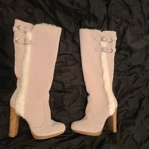 Beige and faux fur Colin Stuart boots